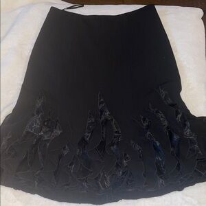 Cartise size 12 Chic Black Ruffled A-Line Skirt